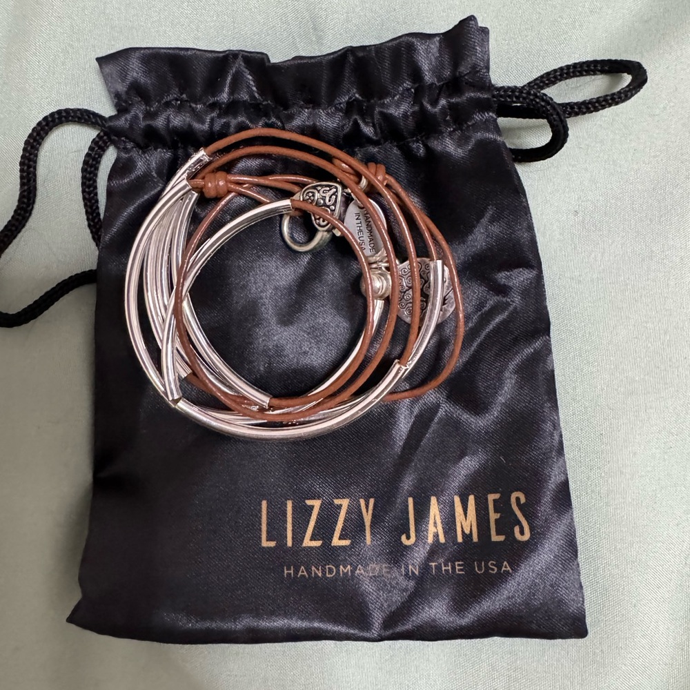 Lizzy James Silver and Brown Wrap Bracelet